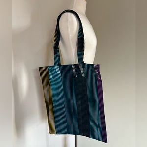 Multicolored West African wax print tote shopping bag unlined